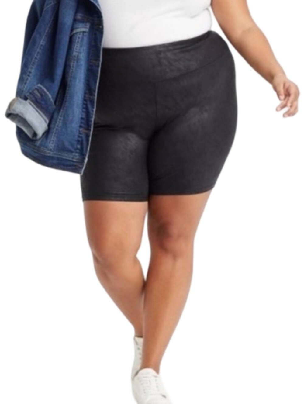 Crane Womens Plus-Size High-Rise Black Bike Shorts Size Xl
